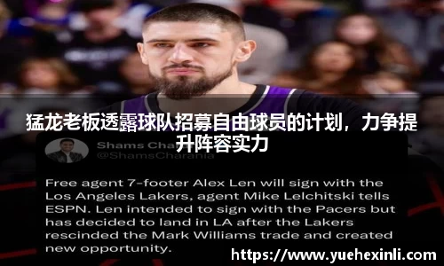 猛龙老板透露球队招募自由球员的计划，力争提升阵容实力